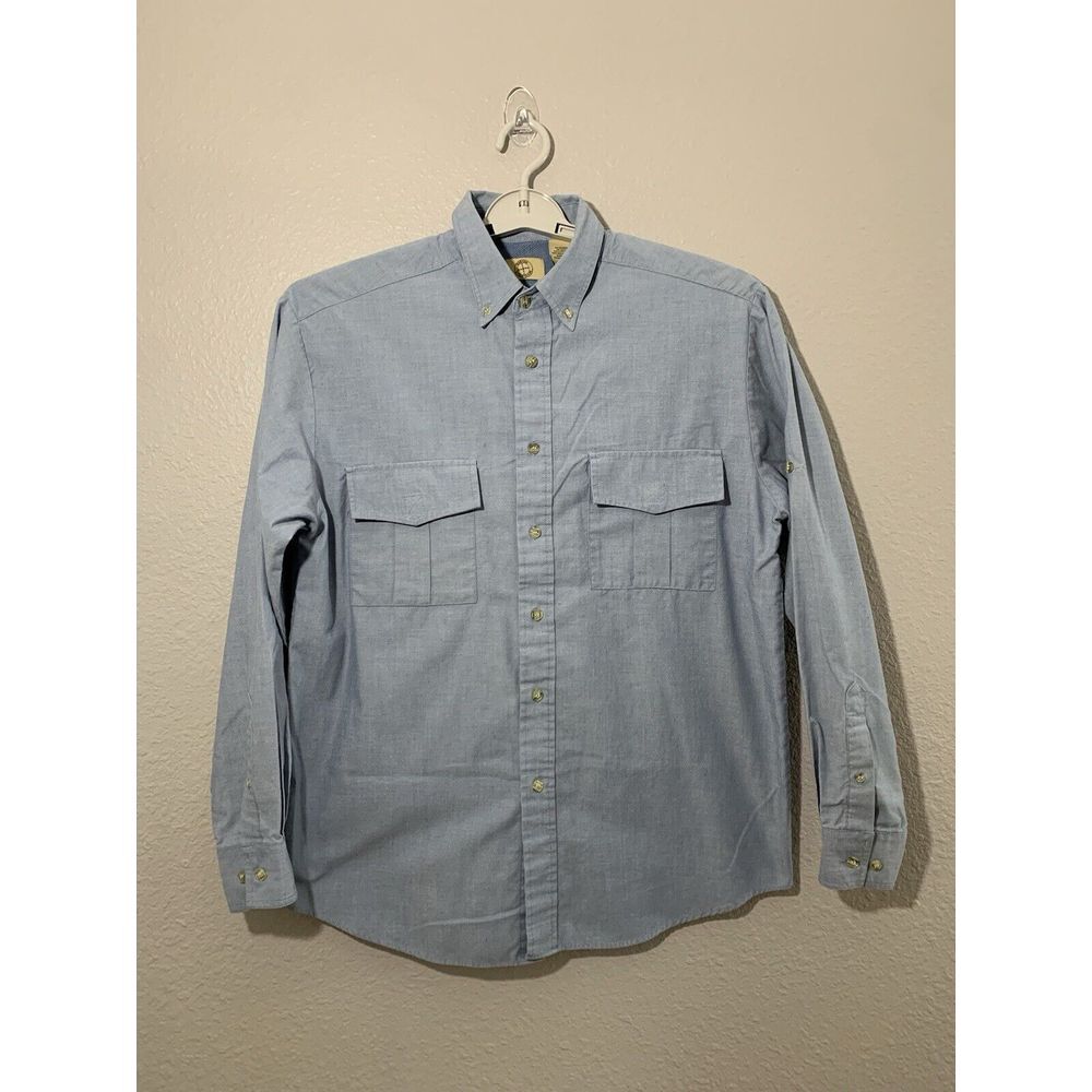 Haband Travelers Men's Blue Long Sleeve Vented Button Up Shirt Size Medium EUC‎